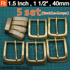 5 Set Replacement Belt Buckle+Loop ,Solid Brass Pin Belt Buckle kit, fit 1-1/2&Prime;