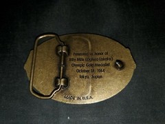 Billy Mills 10k Gold Medal 40th Anniversary Running Strong Belt Buckle