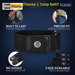 WERFORU Men 2 Loop No Buckle Elastic Fits 2 loop distance :4.7&Prime;-6&Prime;, 01-black