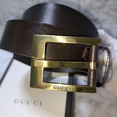 GUCCI Pre-Owned Leather Belt Gold Hardware Brown