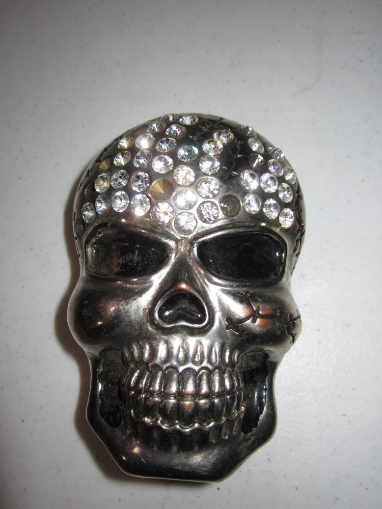 Rhinestone Covered Skull Head Belt Buckle Extremely Rare Find!!!