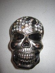 Rhinestone Covered Skull Head Belt Buckle Extremely Rare Find!!!