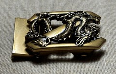 Vintage Style Dragon Belt Buckle Bronze Tone Asian Dragon 1.25 Strap