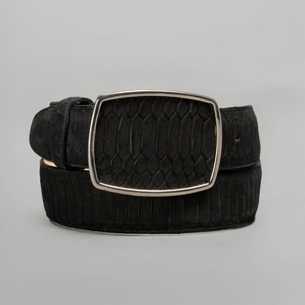 Men’s Viper Python Tribute Leather Cowboy Belt 1.5&Prime; Square Metal Buckle
