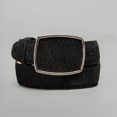 Men’s Viper Python Tribute Leather Cowboy Belt 1.5&Prime; Square Metal Buckle