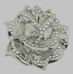 Flower Belt Buckles White Rose Vintage Bling Iced Silver Metal Cowgirl Western