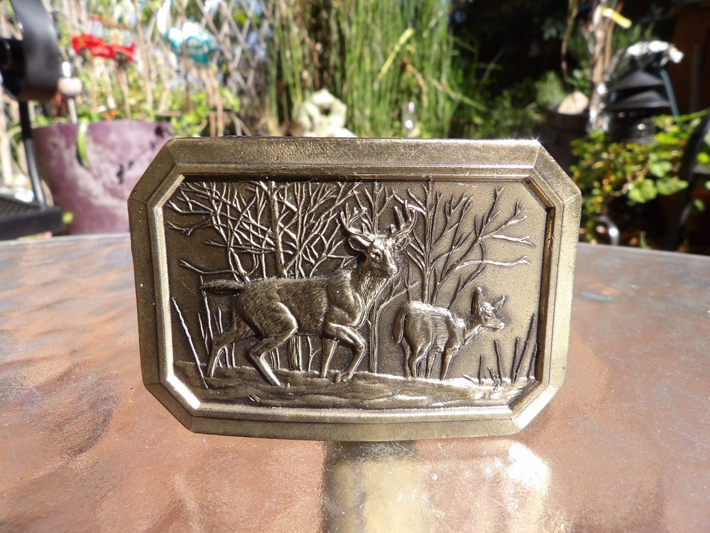 VTG 1976 MENS GREAT AMERICAN BUCKLE CO. LTD EDITION SOLID BRASS BELT BUCKLE