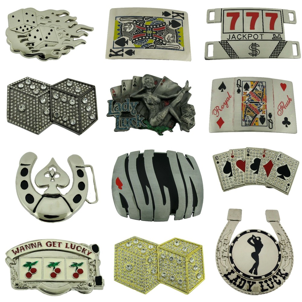12 Pcs Wholesale Belt Buckle Lot Las Vegas Ace Spades Western Men Cowboy Fashion