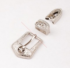 25MM Western Texas Star Leathercraft Belt Buckle Set 3-Piece Filigree Engraved