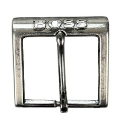 Hugo Boss Belt Buckle Silver Metal w/ Embossed Boss on Both Pcs 1.5&Prime; belt Width