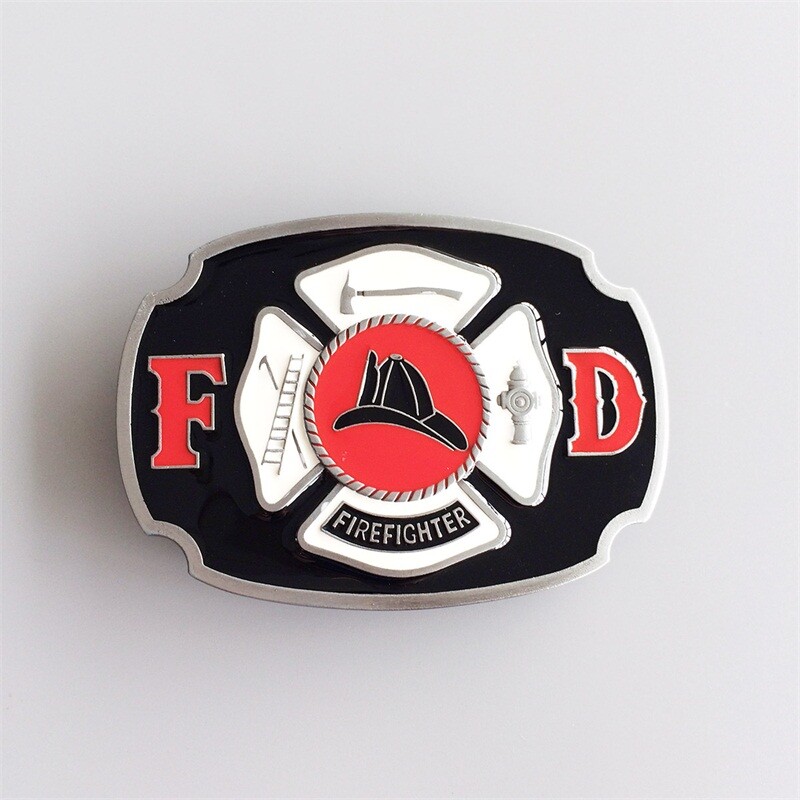 Vintage Style Enamel Fire Hero Firefighter FD Belt Buckle also Stock in the US