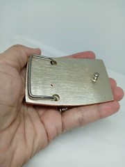 Vtg. RAINTREE ?Gold TnedMetal Ivory Color Large Mouth Bass Belt Buckle. Intricat