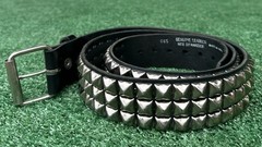 VTG 90s Manzoor Leather 3 Row Pyramid 1/2” Studded Belt Mens XL USA Made