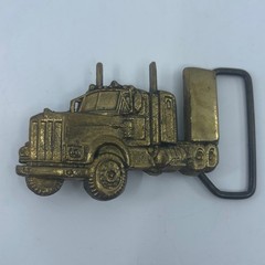 Vtg BBB Baron Solid Brass Semi Truck Belt Buckle D4181 3.5×2&Prime;