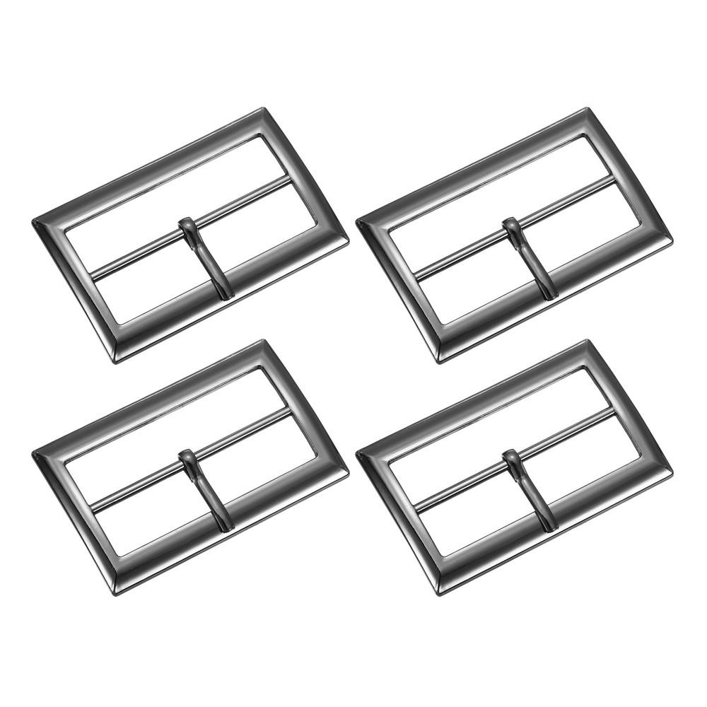 4Pcs Belt Buckle 1.97&Prime; Single Prong Rectangle Buckles Metallic Gray