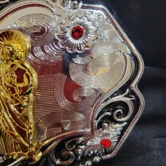 Saint jude San Judas Western belt Buckle Gold Silver Heavy gold silver Red Stone