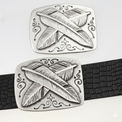 Metal Feather Print Belt Buckle, Vintage Western Style