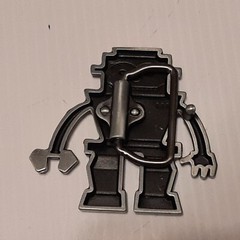 GREEN & SILVER ROBOT Metal Belt Buckle