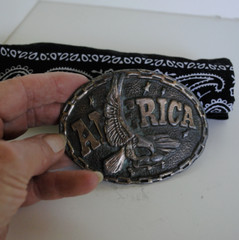 Eagle Belt Buckle 3 1/2 by 2 1/2 inches with 2 inch Belt Holder