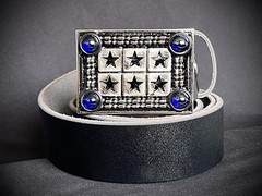 Military Star Grid Belt Buckle Blue Sphere Industrial Art Darren McNeese