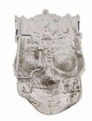 Skull Belt Buckle Silver Crown Metal Halloween Pirate Costume Bling Rhinestones