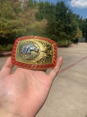 Western Buckle Gold Silver Red Horse Head Buckle Cowboy 2 » Hebillas Vaqueras