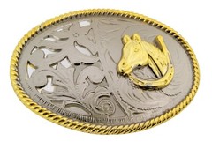 Horse Head Belt Buckle Western Rodeo Costume Horseshoes New Men Women Cowboy Big