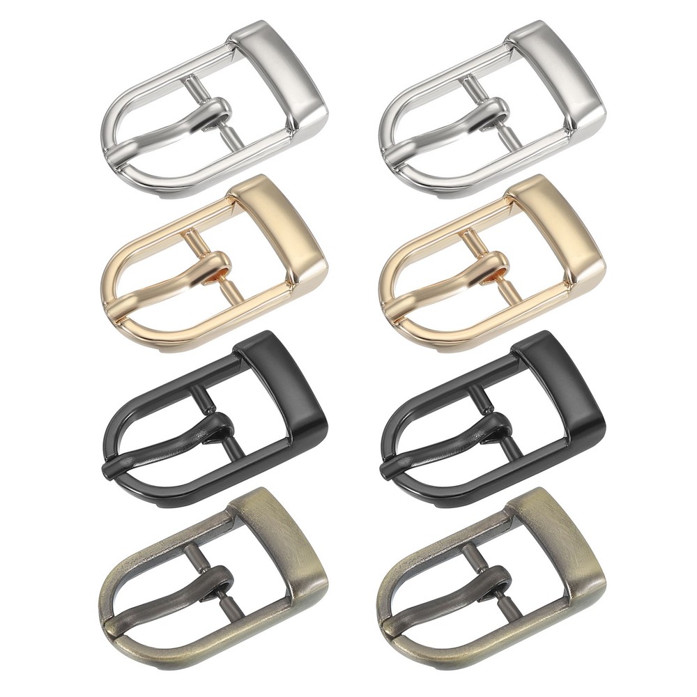8Pcs 0.6&Prime; Single Prong Belt Buckle Roller Buckle Black/Silver/Light Gold/Brown