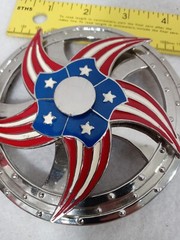 Fashion 4 1/2&Prime; American Flag Belt Buckle Silver Toned Round Shape Spinner star