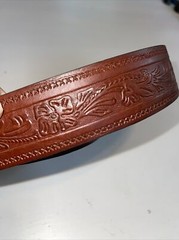 Vintage Budweiser Belt Buckle Clydesdales King of Beers Oil Tanned Leather