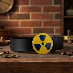 Unisex Fashion Belt Buckle Silver Metal Yellow Nuke Bomb Nuclear Animation Anime