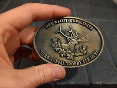NRA Whittington Center Belt Buckle 3rd Annual Trophy Elk Hunt Buck Deer 3.5×2.5