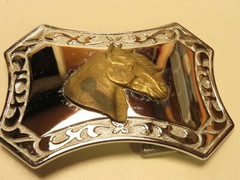 WESTERN HORSE HEAD BELT BUCKLE chrome brass horse BF9B0219