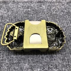 Antique Brushed Indian Chief Head Belt Buckle with Lighter, Stock in US