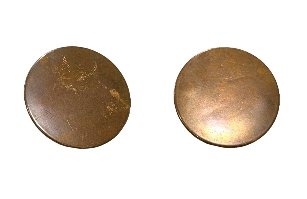 Two Vintage American Military Army Round Solid Brass Belt Buckles 2”D
