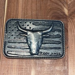Cody James Texas Montana Silversmiths River Rock Cascade Longhorn Buckle