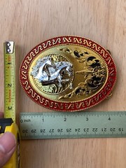 Western Buckle Gold Silver Red Running Horse Cowboy Buckle 2 » Hebillas Vaqueras
