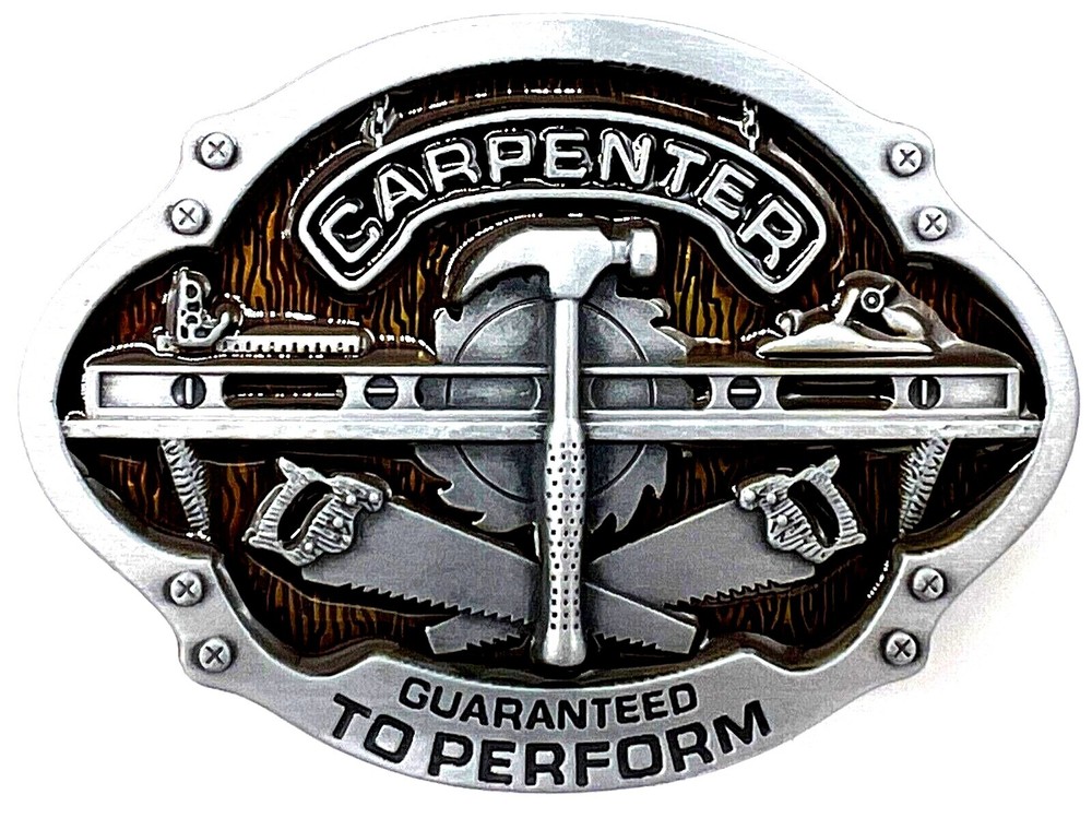 Carpenter Builder Wood Working Craftsman Tools Enameled Belt Buckle New