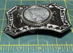 1922 vintage PEACE silver dollar WESTERN belt buckle COIN american RODEO cowboy