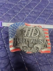 Harley-Davidson Logo Eagle Stars and Stripes Belt Buckle 3 1/4 In Long USA made