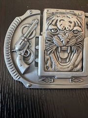 Tiger Guns Western Cowboy Lighter Belt Buckle