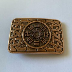 Metal Eight Trigrams Mens Ractangle Belt Buckle Brass Occult Plaque Celtic Cnot