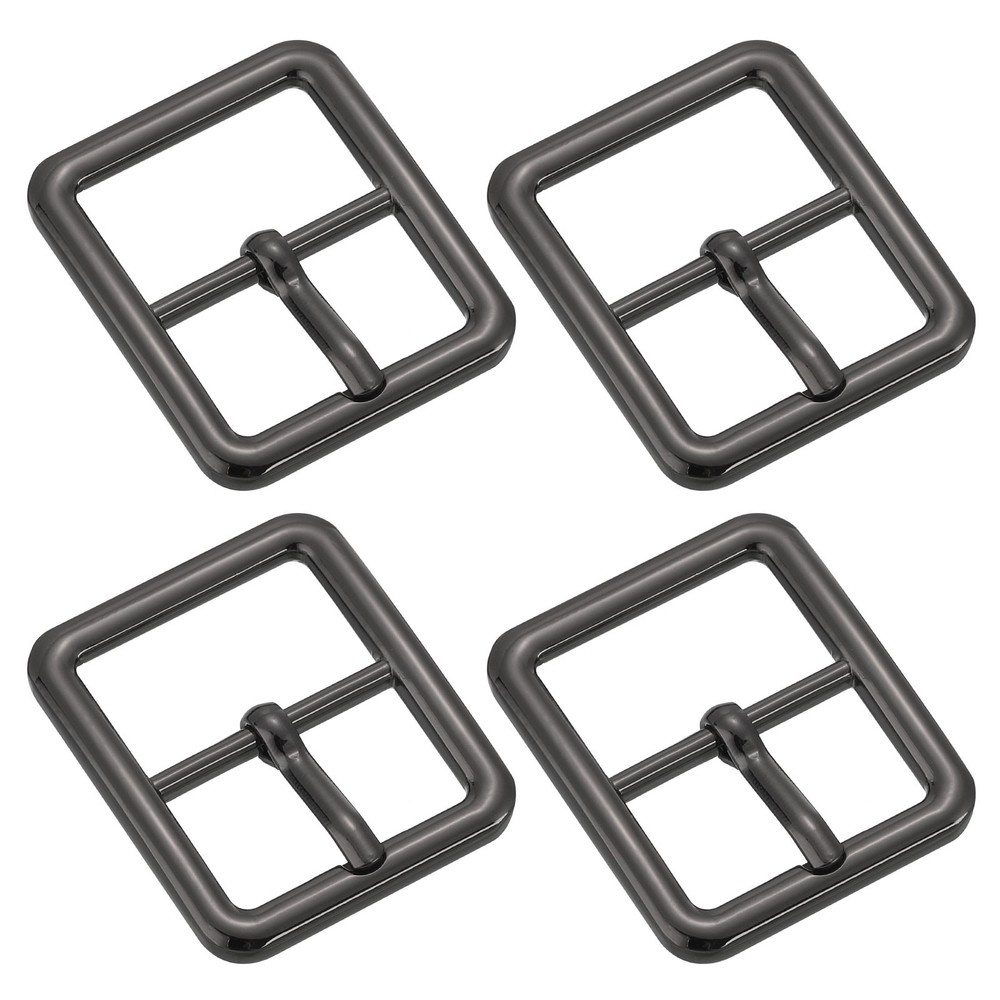 4Pcs 1&Prime; Single Prong Belt Buckle Square Center Bar Buckles for Belt Black