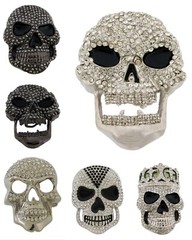 Silver Metal Skull Belt Buckle Halloween Party Costume Gift Fashion Rhinestones
