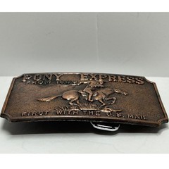 Pony Express From 1849 Belt Buckle Copper Tone First With The US Mail Western