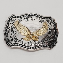 Soaring American Eagle Western Belt Buckle Silver Gold Tone Made in USA 3.5 x2.5
