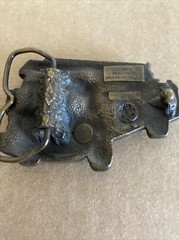 1978 Bergamot Brassworks Fire Truck Belt Buckle G-38 Made in USA 3&Prime; x 2-1/4&Prime;