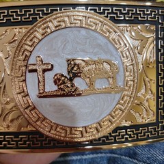 Praying Cowboy Western Belt Buckle Hebilla Rodeo Silver & Rosetone 4x 3.5 Inche