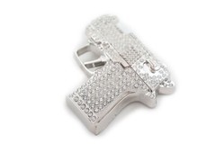 Mini Small Glock Gun Belt Buckle New Men Blinged Iced Style Silver Rock Rebel