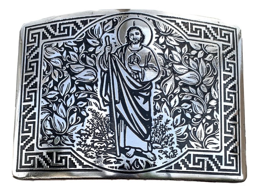 Mexican San Judas Charro Style Cowboy Belt Buckle Hebilla Vaquera Made In Mexico